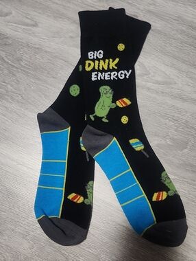 Big Dink Energy Men's Novelty Black Crew Socks - Pickle Ball Accent